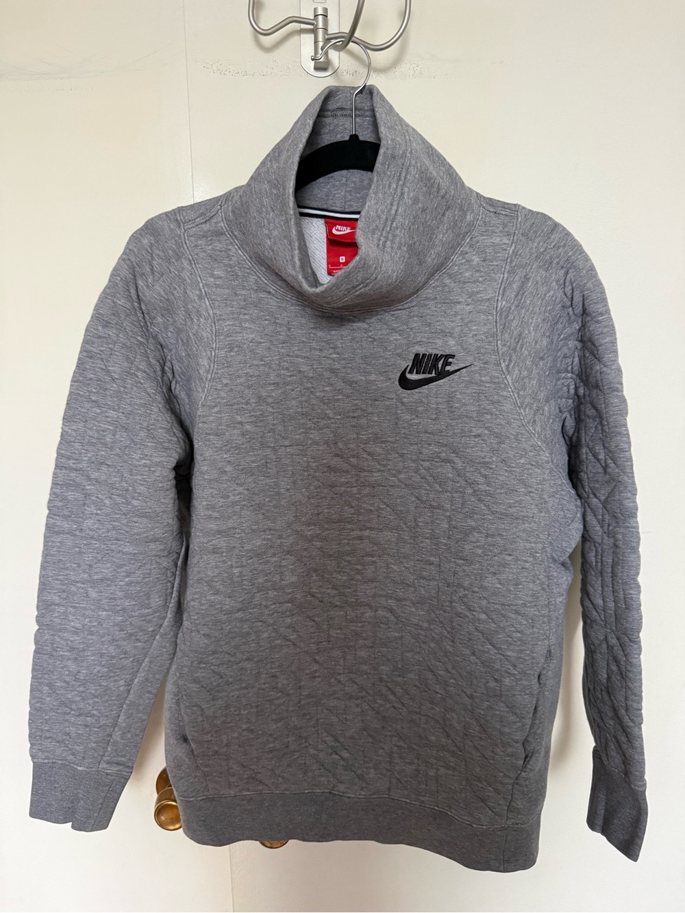 Nike Women’s Gray Quilted Funnel Neck Sweater